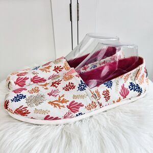 Toms Coral Reef Colorful Whimsical Beachy Slip on Comfort Loafers Shoes Size 10